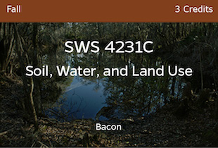 SWS4231C, Soil, Water and Land Use, Bacon, Spring, 3 credits
