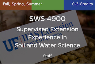 SWS4900 Supervised Extension Experience in Soil and Water Science, Staff, Fall, Spring, Summer, 0-3 credits