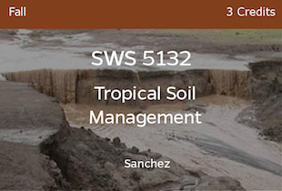 SWS5132, Tropical Soil Management, Sanchez, Fall, 3 credits