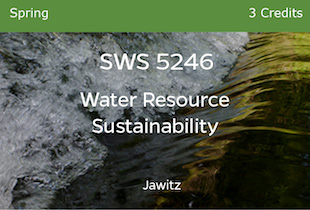 SWS5246, Water Resource Sustainability, Jawitz, Spring, 3 credits