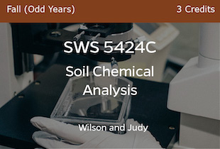 SWS5424C - Soil Chemical Analysis - Wilson and Judy, Fall of Odd Years - 3 credits