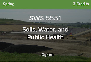 SWS 5551, Soils Water and Public Health, Ogram, Spring, 3 credits