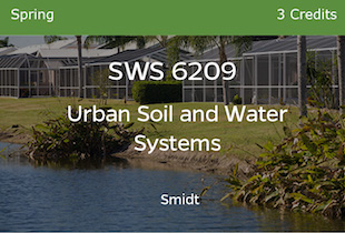 SWS 6209, Urban Soil and Water Systems, Smidt, Spring, 3 credits