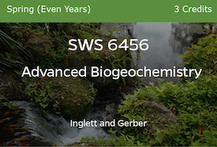 SWS6456 - Advanced Biogeochemistry - Inglett and Gerber - Spring of Even Years - 3 credits