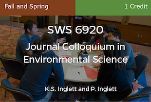 SWS6920 - Journal Colloquium in Environmental Science - Inglett and Inglett - Fall and Spring - 1 credit