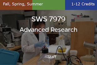 SWS7979, Advanced Research, Staff, Fall, Spring and Summer, 1-12 credits