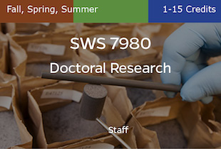 SWS7980, Doctoral Research, Staff, Fall, Spring and Summer, 1-15 credits