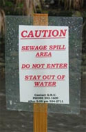 sewage spill sign