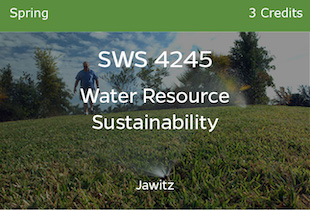 SWS4245, Water Resource Sustainability, Spring, 3 credits