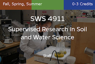 SWS4911 Supervised Research in Soil and Water Science, Staff, Fall, Spring, Summer, 0-3 credits