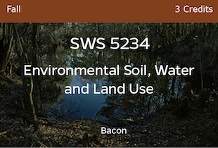 SWS5234, Environmental Soil, Water, & Land Use, Bacon, Fall, 3 credits