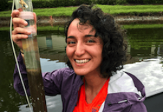 Audrey holding core sample