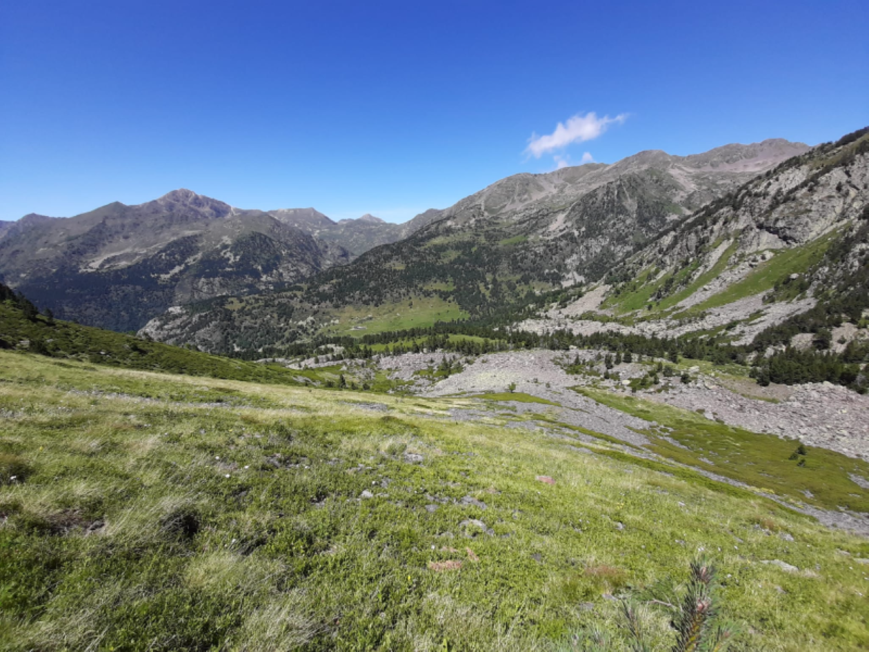 A landscape image of the Pyrenees mountain range in Andorra